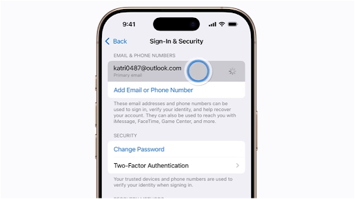 Tap On Your Email Address