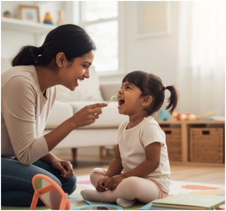Role-playing a dental visit at home- How to Prepare Your Toddler for Their First Dental Checkup